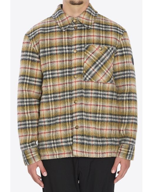Burberry Gray Plaid Check Padded Jacket for men