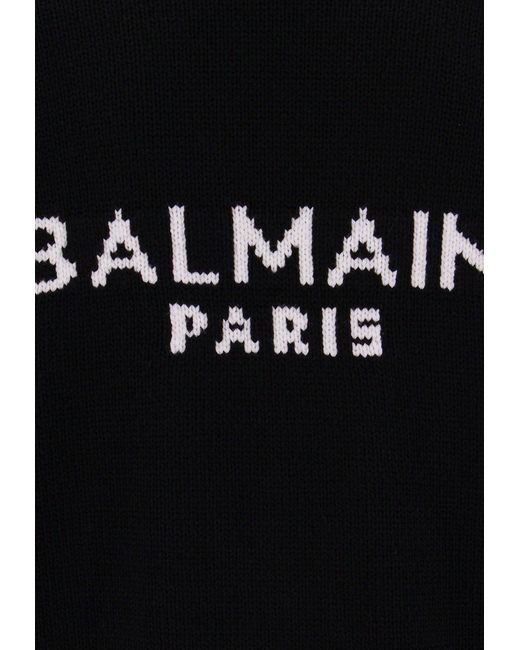 Balmain Black Logo Intarsia Cardigan for men