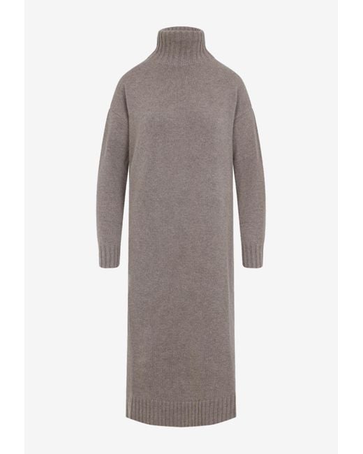 Max Mara Gray Summer Midi Knit Dress