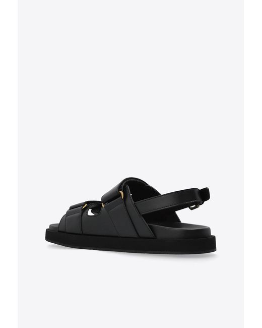 Etro Black Double Straps Leather Sandals for men