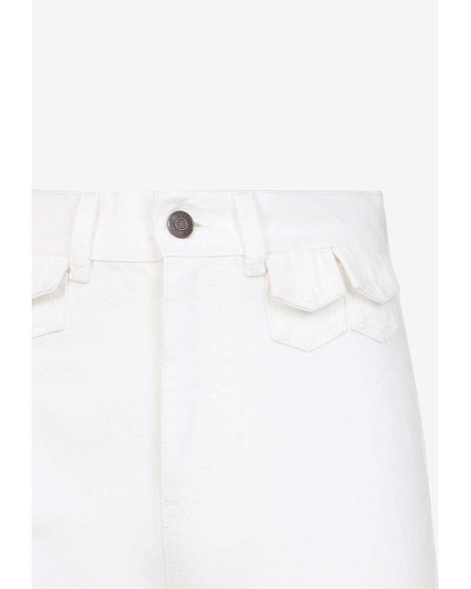 Chloé White Logo Patch Flare Jeans