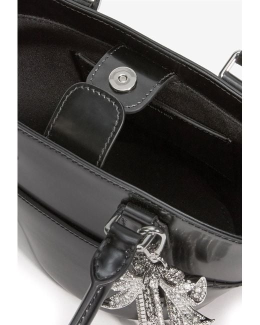 Self-Portrait Black Leather Top Handle Bag With Charms