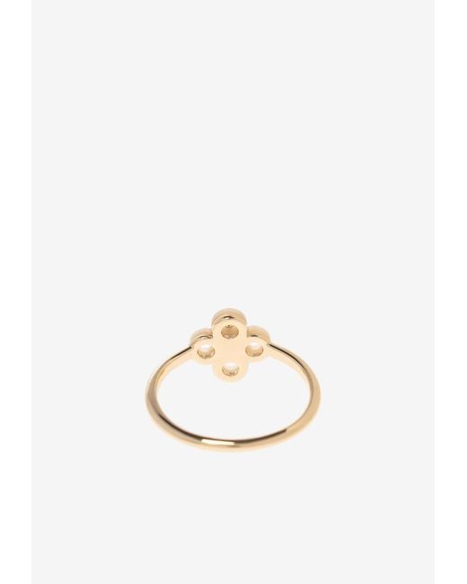 Tory Burch White Kira Clover Stacking Ring Set