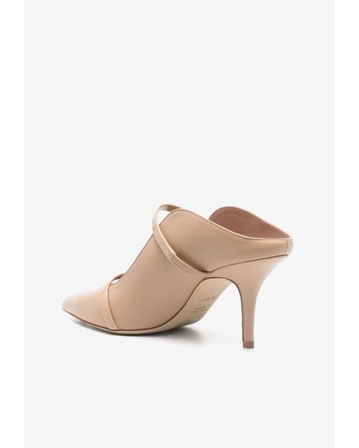 Malone Souliers Natural Maureen 70 Pointed Leather Mules