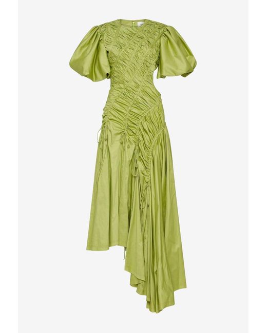 Aje. Siren Drawstring Cut-out Dress in Green | Lyst UK
