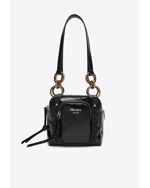 Prada Black Mini Dangle Calf Leather Shoulder Bag