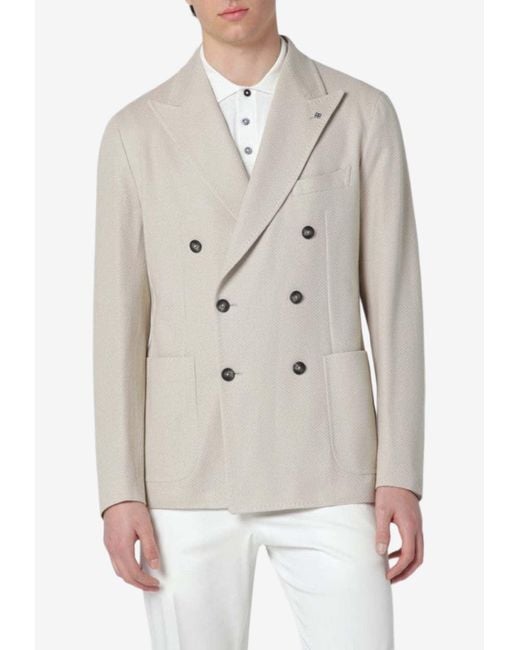 Tagliatore Gray Double-Breasted Buttoned Blazer for men