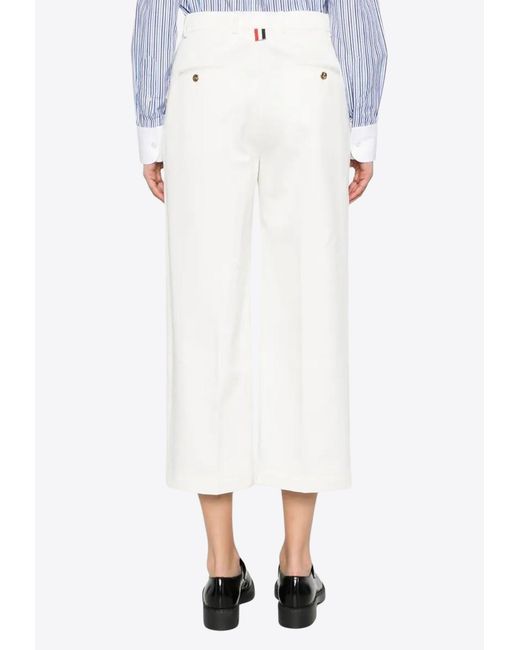 Thom Browne White Grosgrain Loop Cropped Pants
