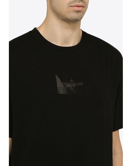Stone Island Black Logo-Printed Crewneck T-Shirt for men