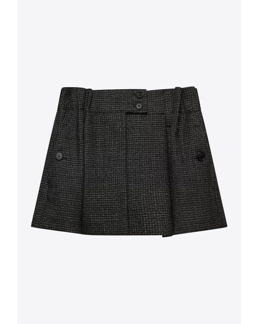 Prada Black Wool Mini Skirt With Vichy-Pattern