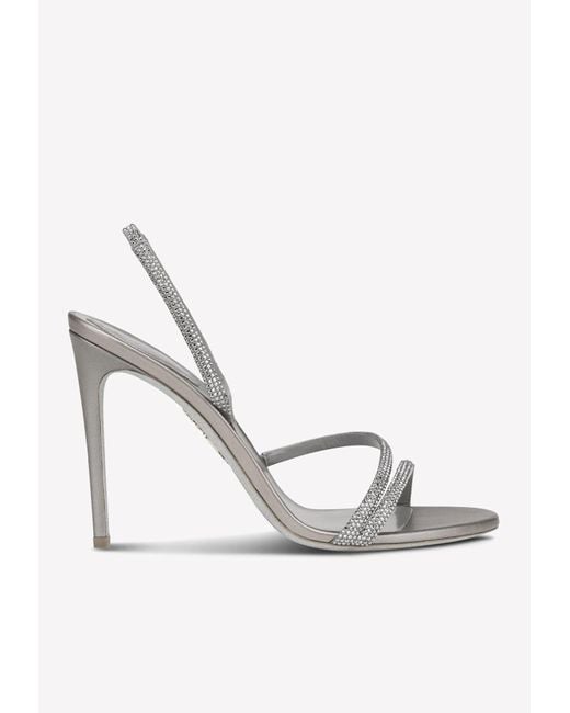 Rene Caovilla White Irina 105 Crystal-Embellished Sandals