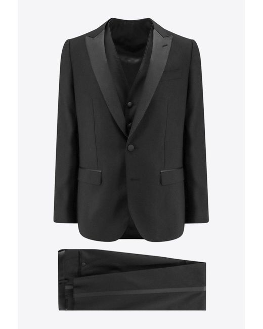 Dolce & Gabbana Black Tailored Wool Tuxedo Suit for men
