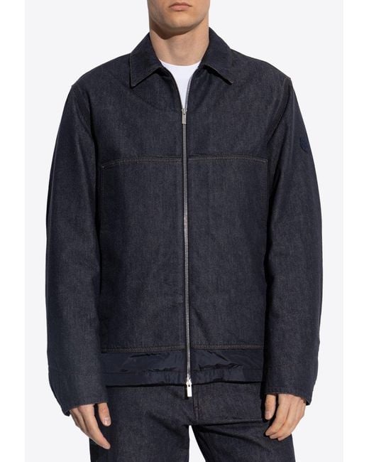 Moncler Blue Logo Patch Denim Jacket for men