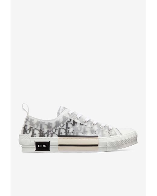 Dior White B23 Low-top Sneakers In Oblique Canvas