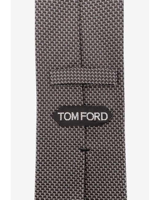 Tom Ford Gray Logo Monogram Silk Tie for men