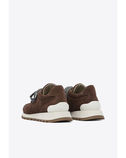 Brunello Cucinelli Brown Suede Lace-Up Sneakers