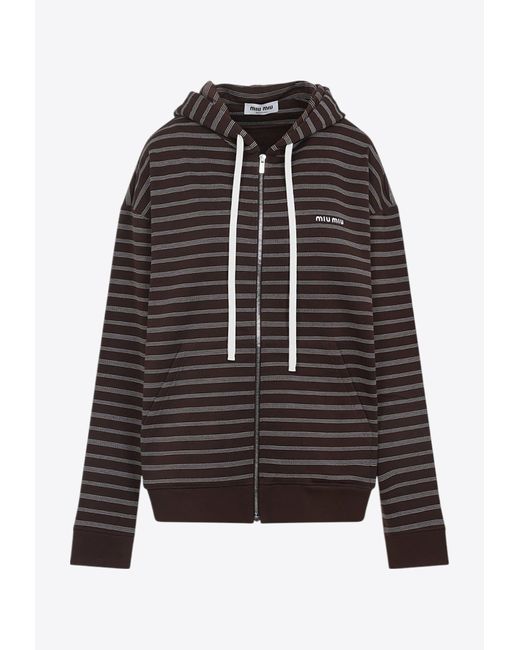 Miu Miu Multicolor Hoodie Striped Cotton Drawstring