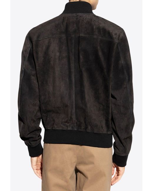 Dolce & Gabbana Black Suede Bomber Jacket for men