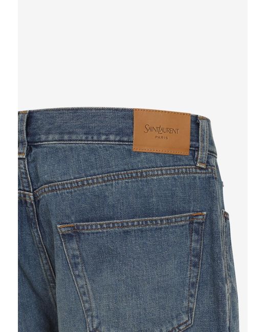 Saint Laurent Blue Mick Long Straight-Leg Jeans for men