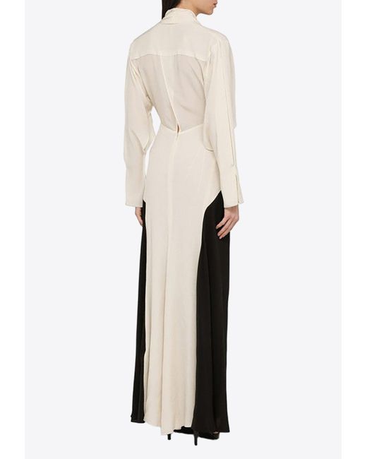 Victoria Beckham White Tie-Detail Silk Maxi Dress