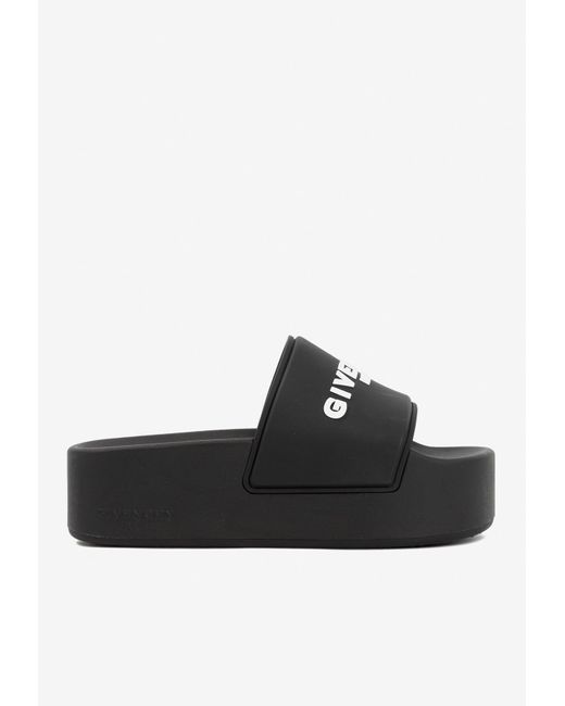 Givenchy Flatform Logo Slides in Black | Lyst