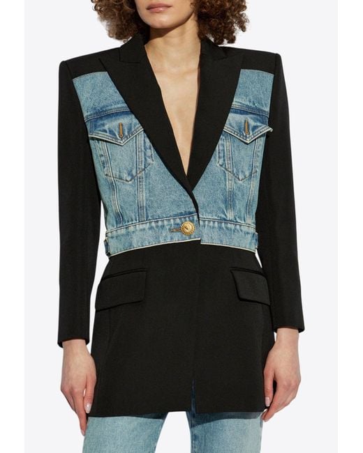 Balmain Black Paneled Buttoned Blazer