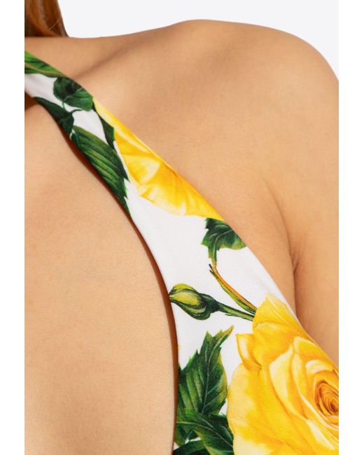 Dolce & Gabbana Metallic Floral Halterneck Bikini