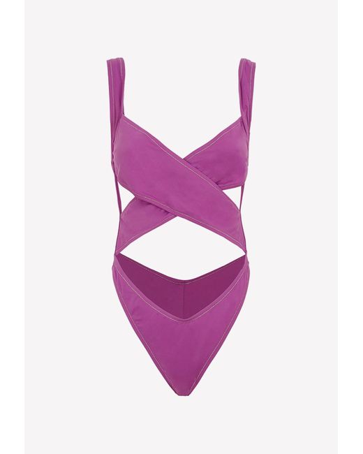 Reina Olga Synthetic Backless One-piece Swimsuit in Purple | Lyst Canada