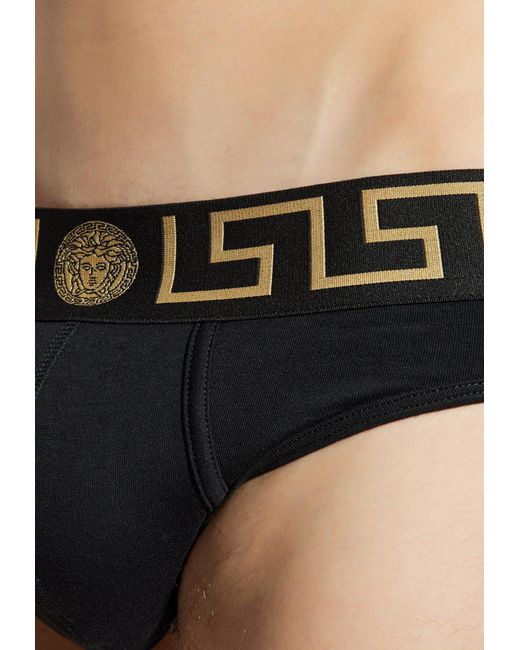 Versace Black Greca Border Briefs Set for men