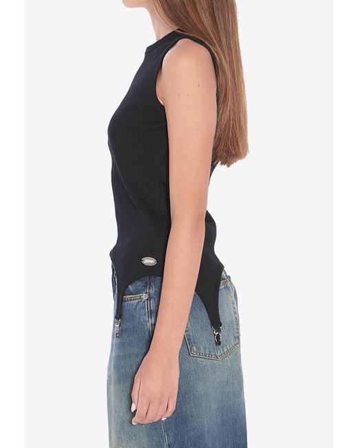 Jean Paul Gaultier Black Tank Top With Lingerie Garter
