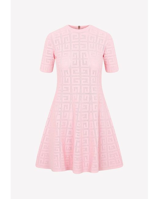 Givenchy Pink 4g Monogram Jacquard Mini Dress