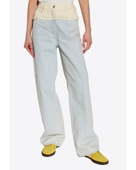 デニム・ジーパン Givenchy Oversized denim mixed jeans 4G detail Light Blue Givenchy 4G Logo Oversized Jeans in Blue | Lyst