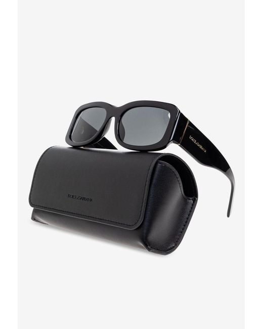 Dolce & Gabbana Gray Rectangular Logo Sunglasses for men