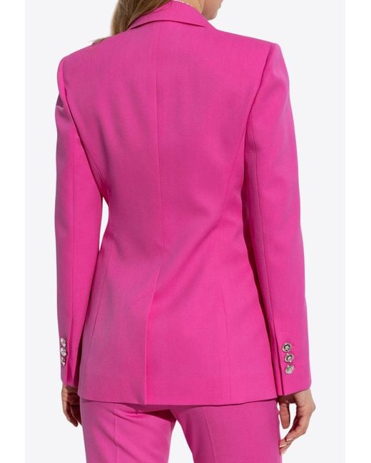 Versace Pink Single-Breasted Wool Blazer