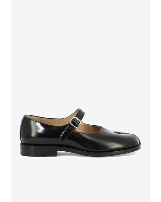 Maison Margiela Black Tabi Mary-Jane Leather Ballet Flats