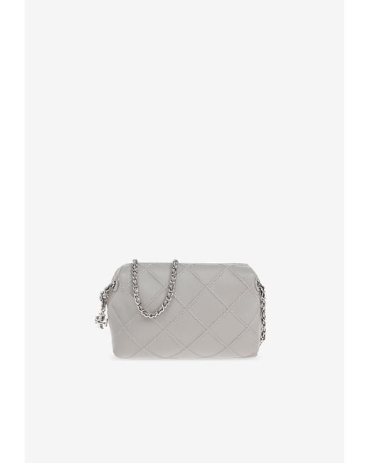 Tory Burch White Mini Fleming Soft Leather Crossbody Bag