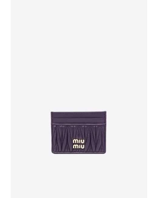 Miu Miu White Logo Plaque Quilted Leather Cardholder
