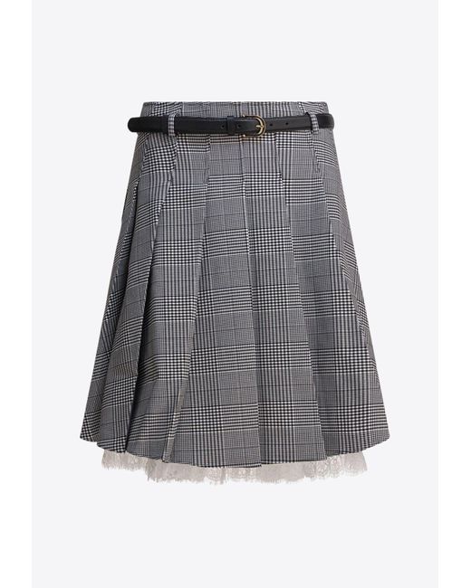 Self-Portrait Gray Prince Of Wales Pleated Midi Skirt