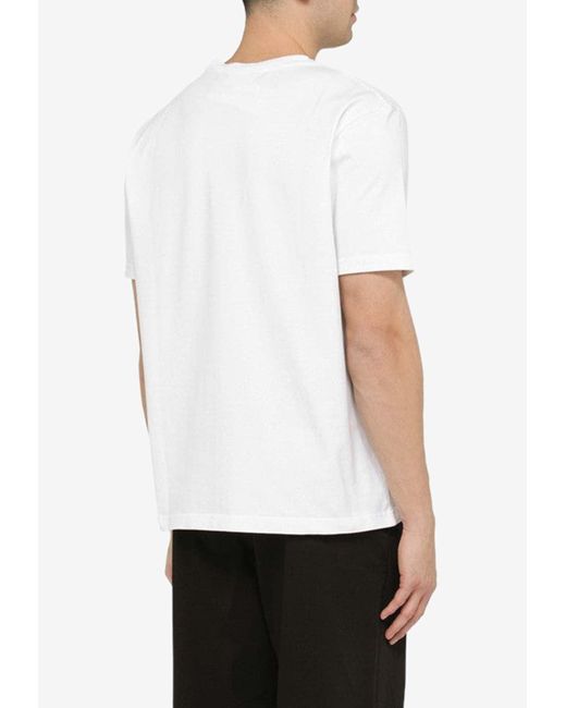 Maison Kitsuné White Logo-Embroidered Crewneck T-Shirt for men