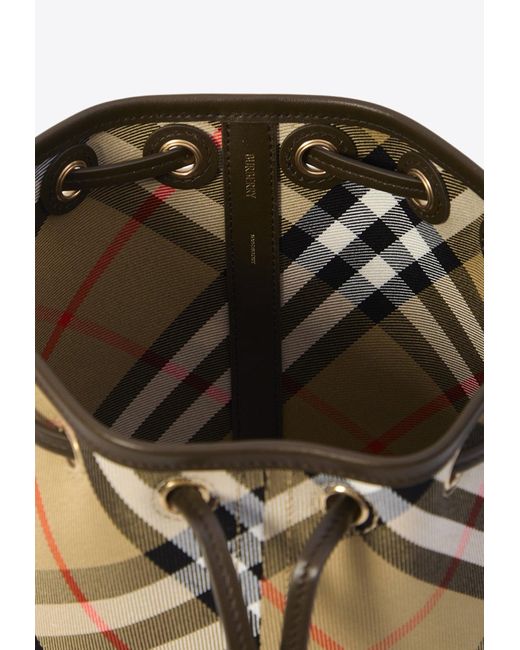 Burberry White Check Canvas Bucket Bag