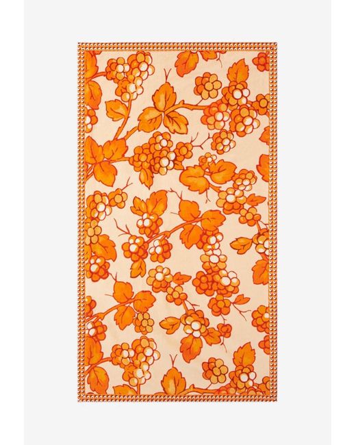 Etro Orange Beach Towel With Foliage Patterns