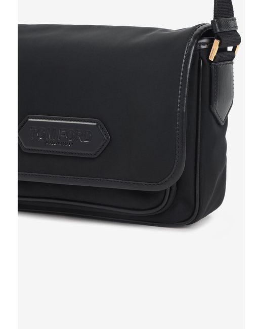Tom Ford Black Logo Patch Messenger Bag for men