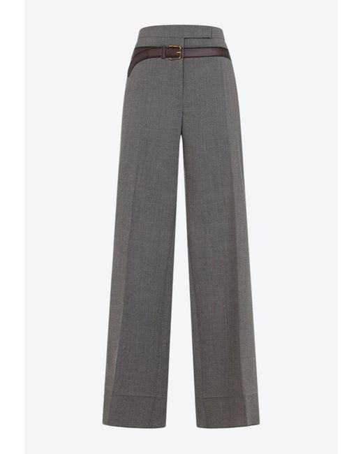 Prada Gray Belted Tailored Pants