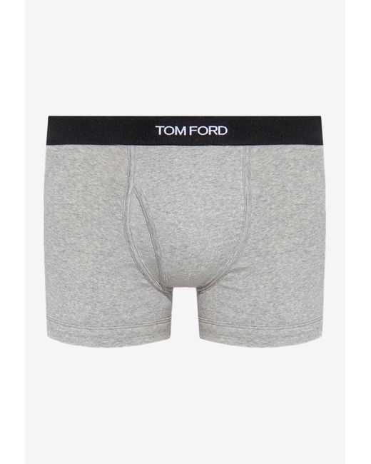 Tom Ford Gray Logo Jacquard Stretch Boxer Briefs for men
