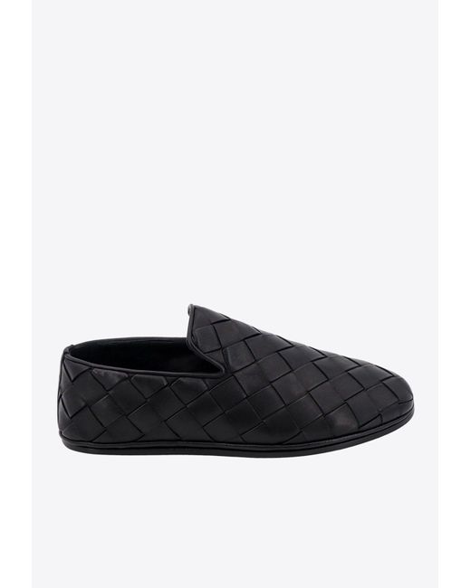 Bottega Veneta Black Sunday Padded Intrecciato Leather Loafers for men