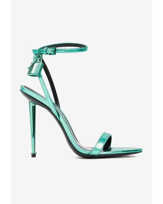 Tom Ford Green 105 Metallic Leather Sandals