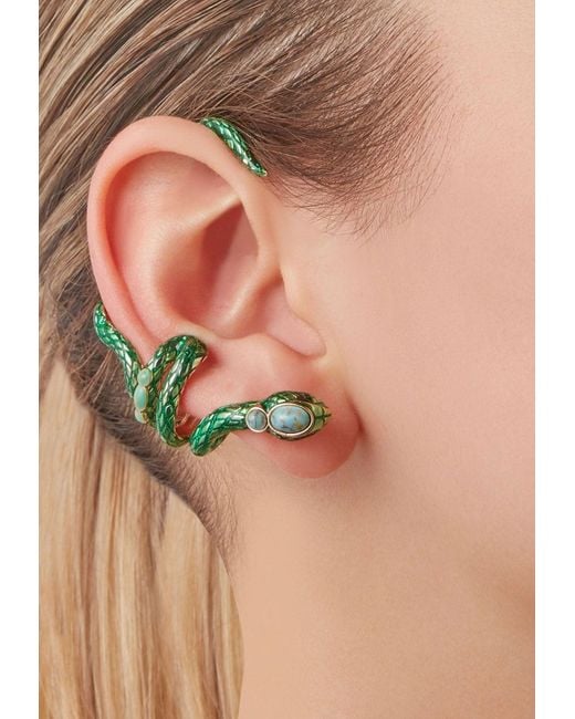 Aquazzura Green Serpente Ear Cuff Earrings