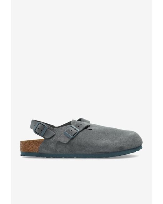 Birkenstock Gray Tokio Suede Slingback Clogs for men