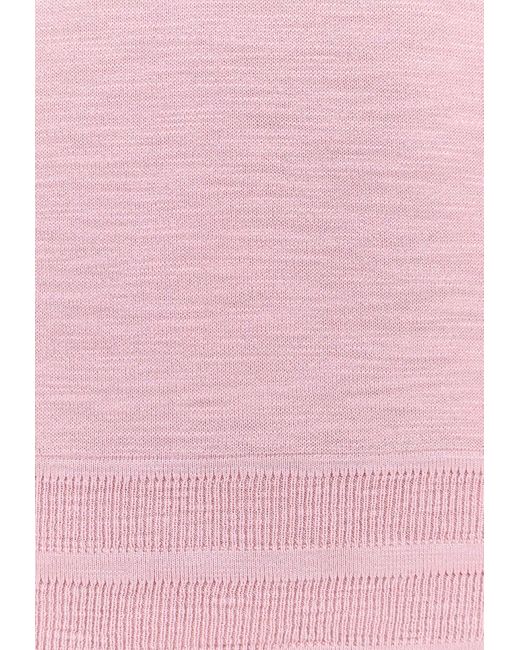 Boss Pink Ribbed Crewneck T-Shirt for men