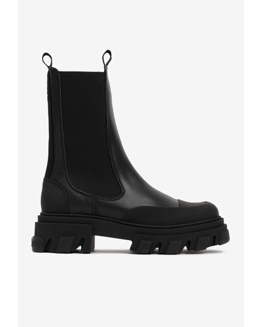 Ganni Midcalf Chelsea Boots In Calf Leather in Black Lyst UK